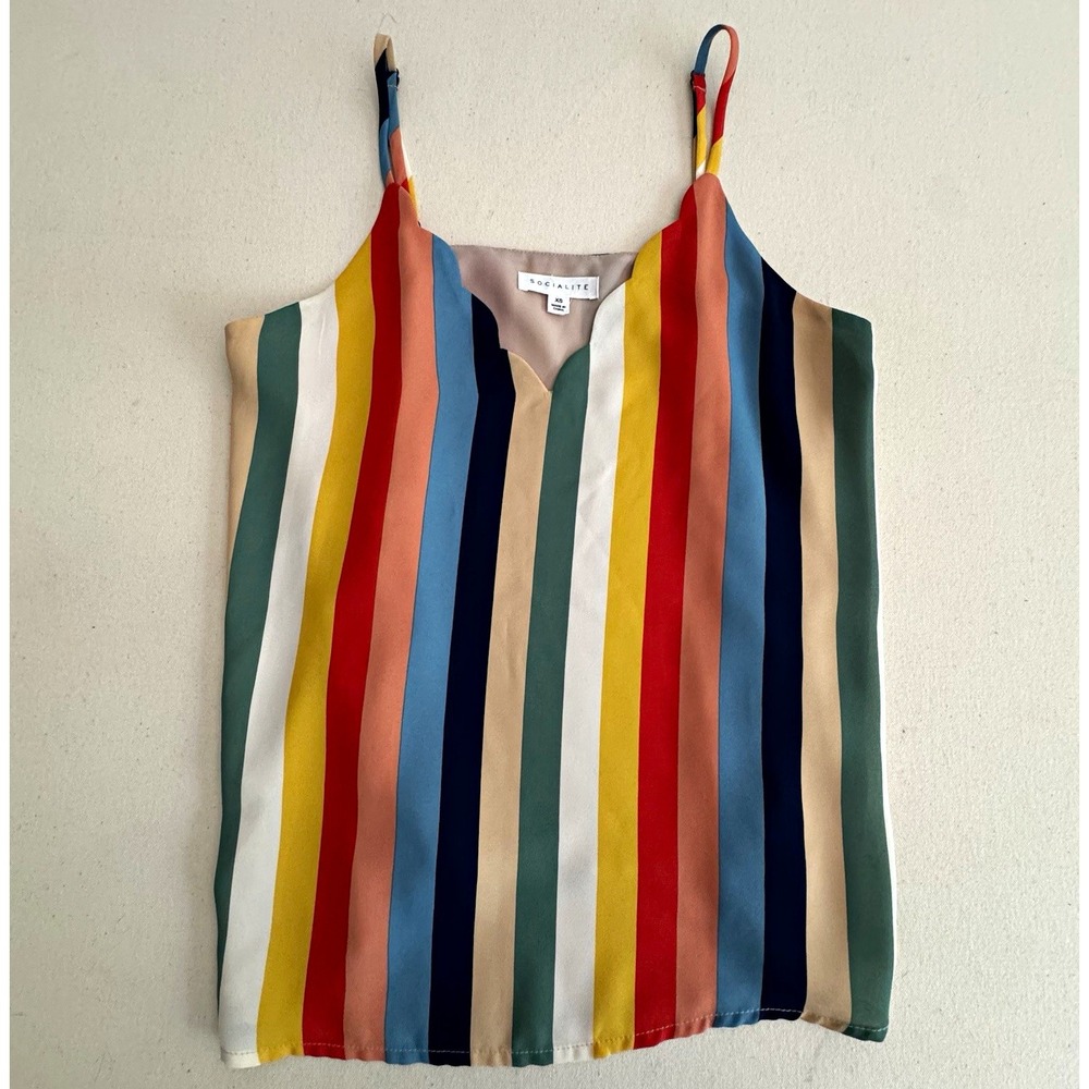 Socialite Women's Vertical Popsicle Stripe Camisole Multicolor XS Polyester